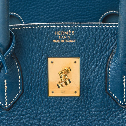 Hermes Taurillon Clemence Birkin 35 Bleu Thalassa 28 of 56