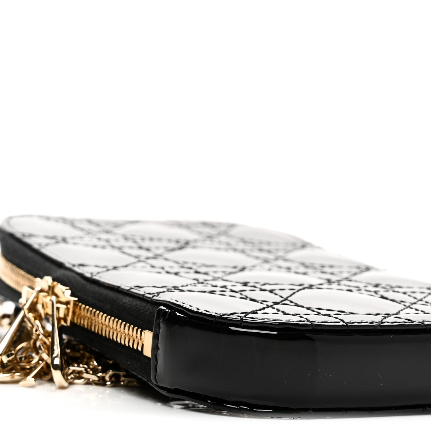 Patent Cannage Lady Dior Phone Holder Black