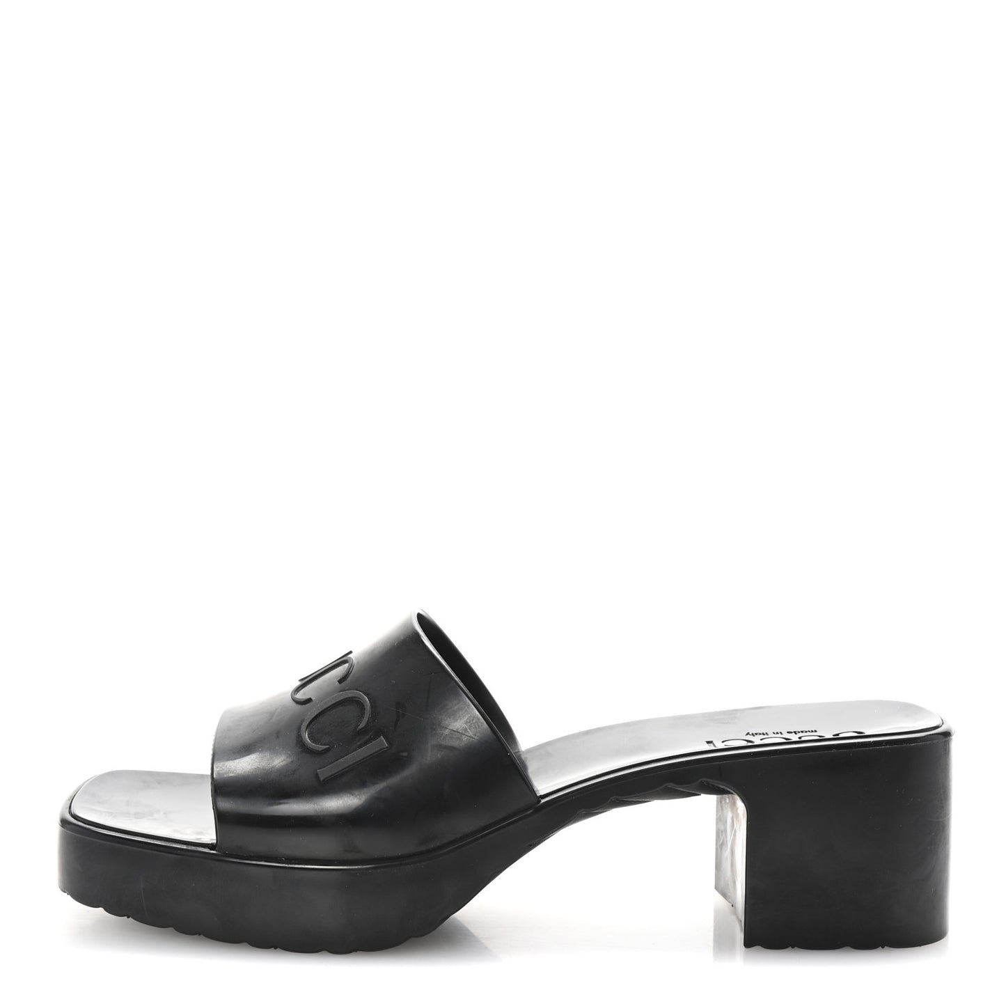 Rubber Gucci Logo Womens Platform 20/60mm Slide Sandals 37 Black