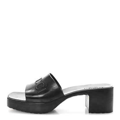 Gucci Rubber Gucci Logo Womens Platform 20/60mm Slide Sandals 37 Black 1 of 9