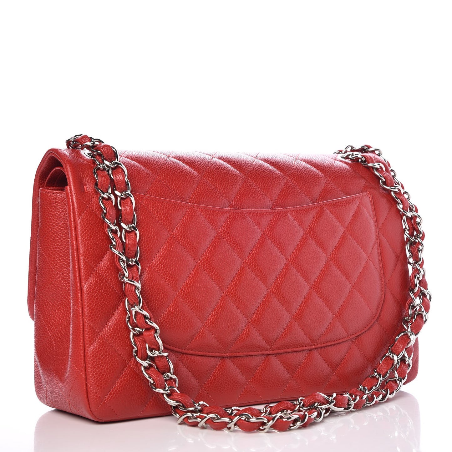 Caviar Quilted Jumbo Double Flap Red