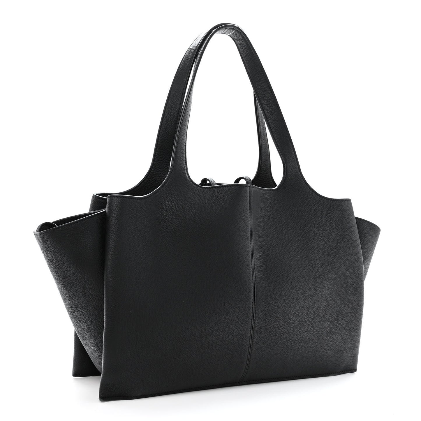Baby Grained Calfskin Medium Tri-Fold Bag Black