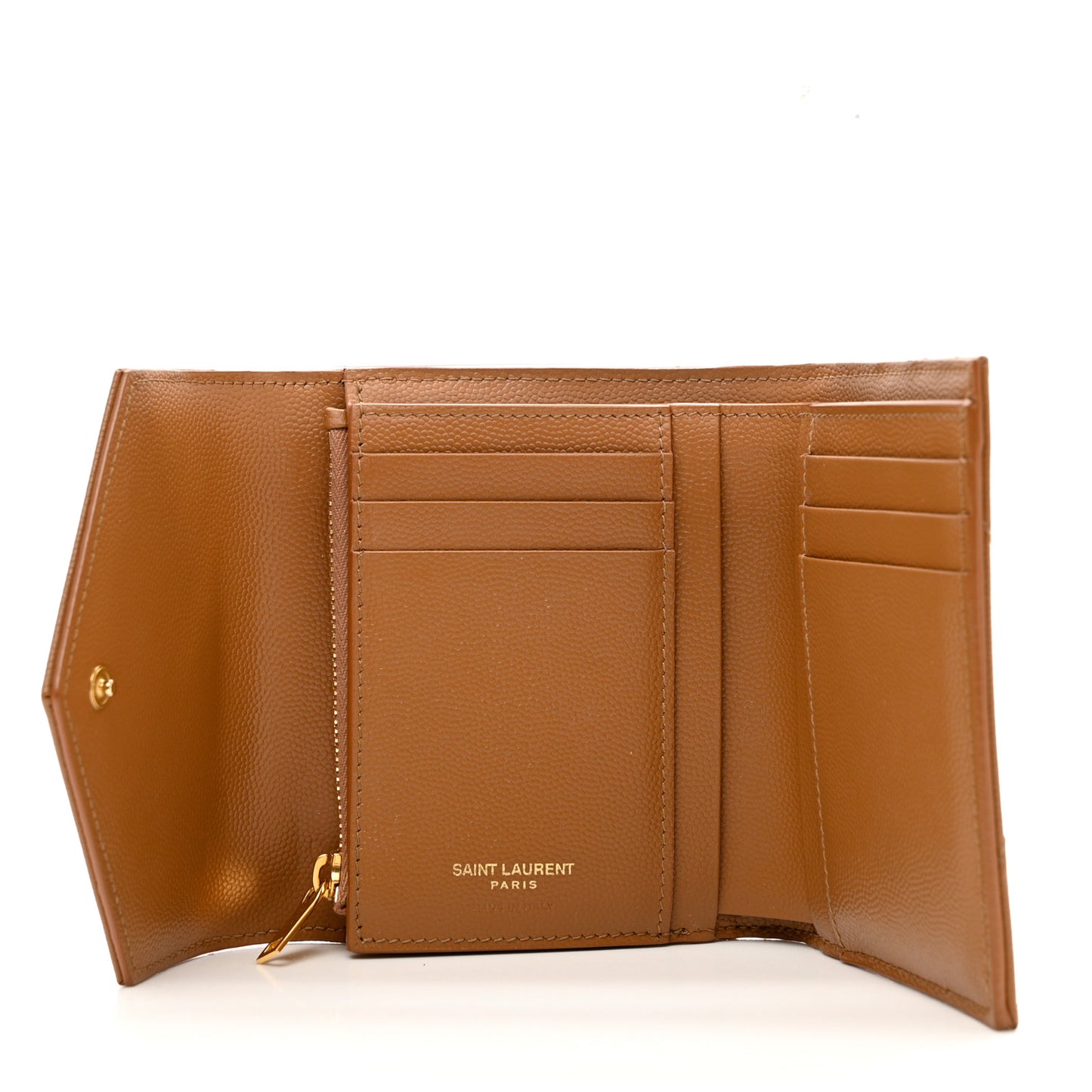 Grain De Poudre Matelasse Chevron Monogram Compact Tri Fold Wallet Natural Dark