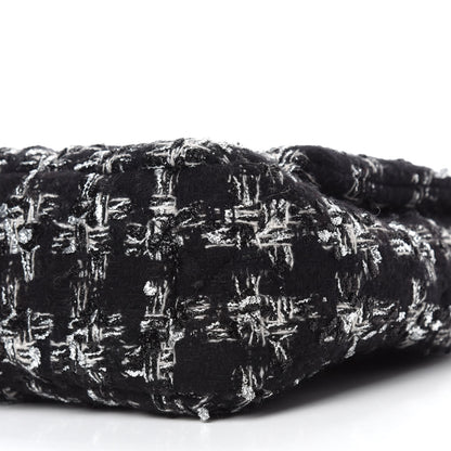 Chanel Tweed Quilted Medium Chanel 19 Flap Black Silver Ecru 7 of 12