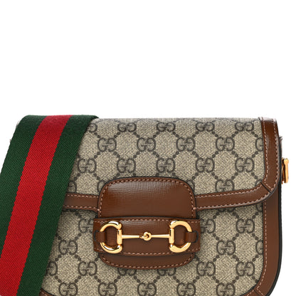 Gucci GG Supreme Monogram Web Mini Horsebit 1955 Shoulder Bag Beige Brown Sugar 10 of 12