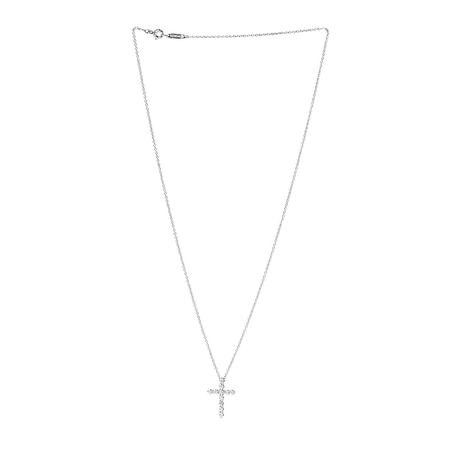 Platinum Diamond Small Cross Pendant Necklace