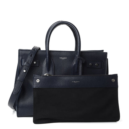 Saint Laurent Grained Calfskin Small Supple Sac De Jour Navy 10 of 14