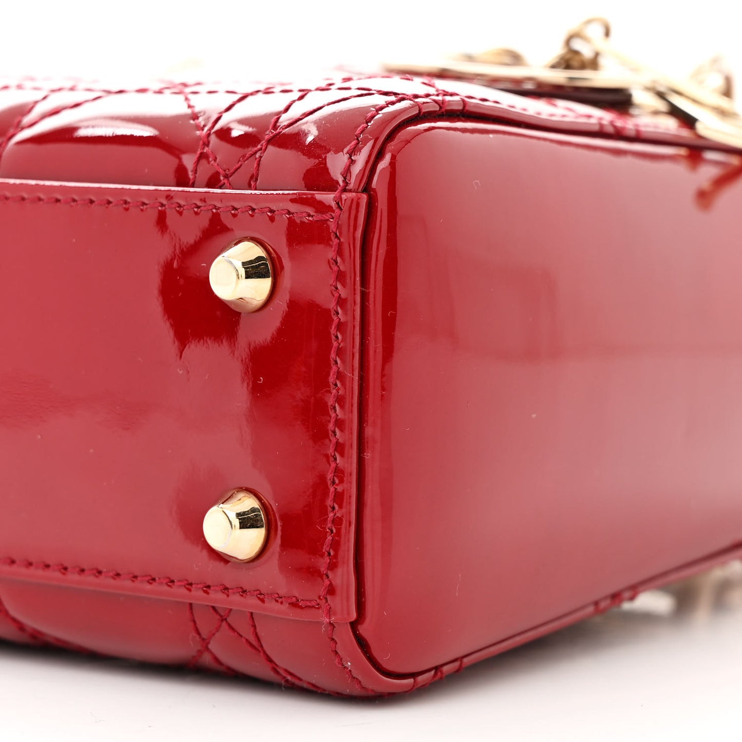 Patent Cannage Mini Lady Dior Red