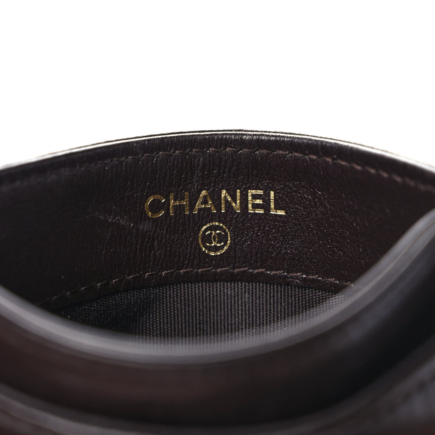 Lambskin Quilted Chanel 19 Card Holder Dark Brown