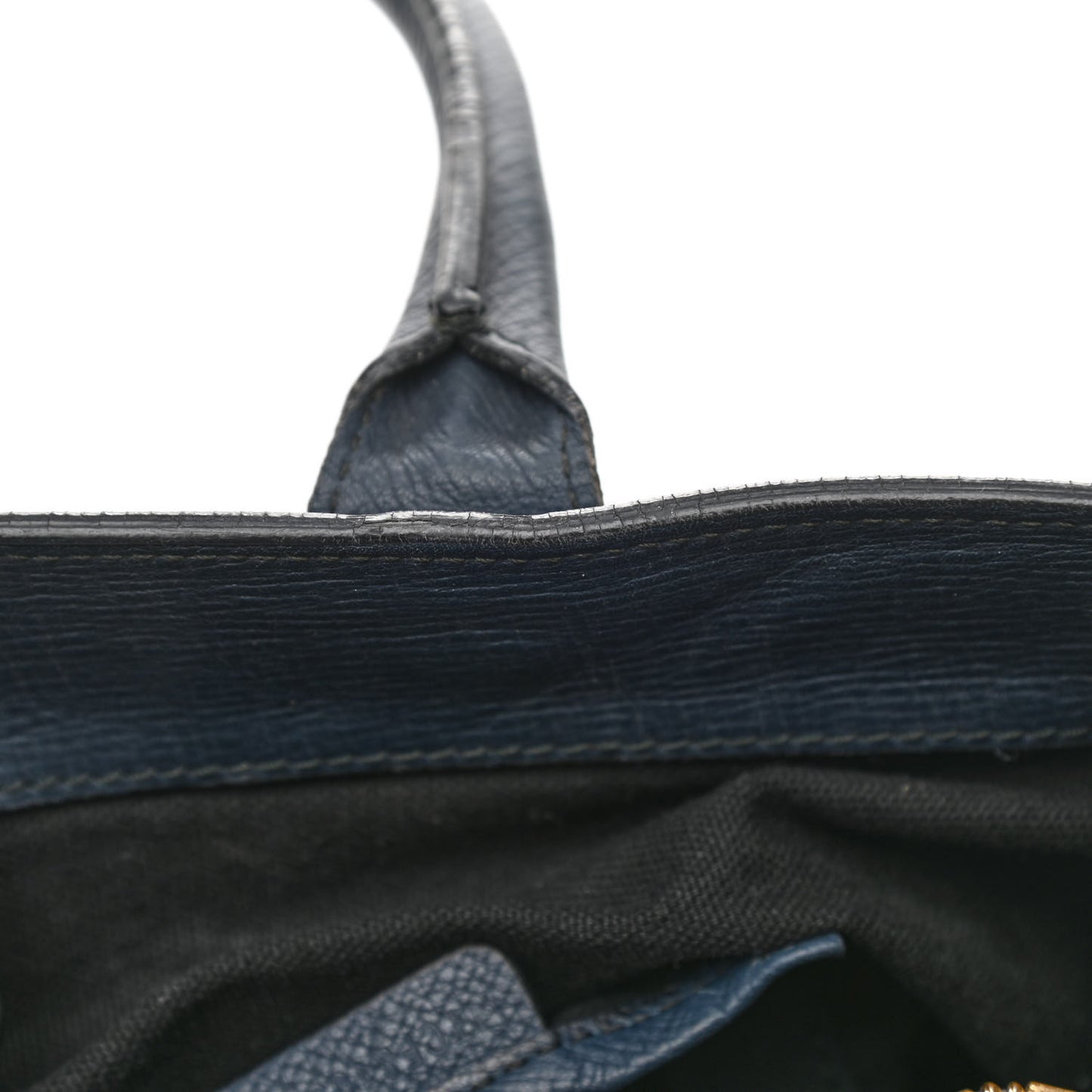 Grainy Calfskin House Check Medium Banner Tote Ink Blue