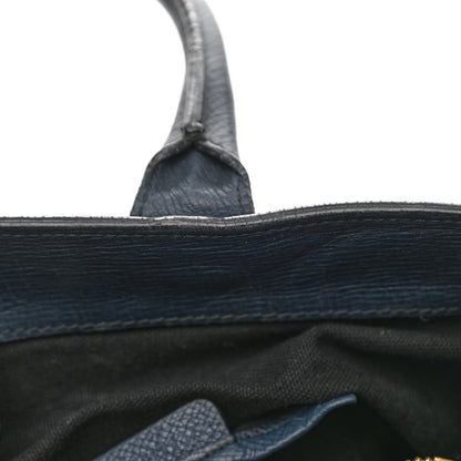 Burberry Grainy Calfskin House Check Medium Banner Tote Ink Blue 10 of 16
