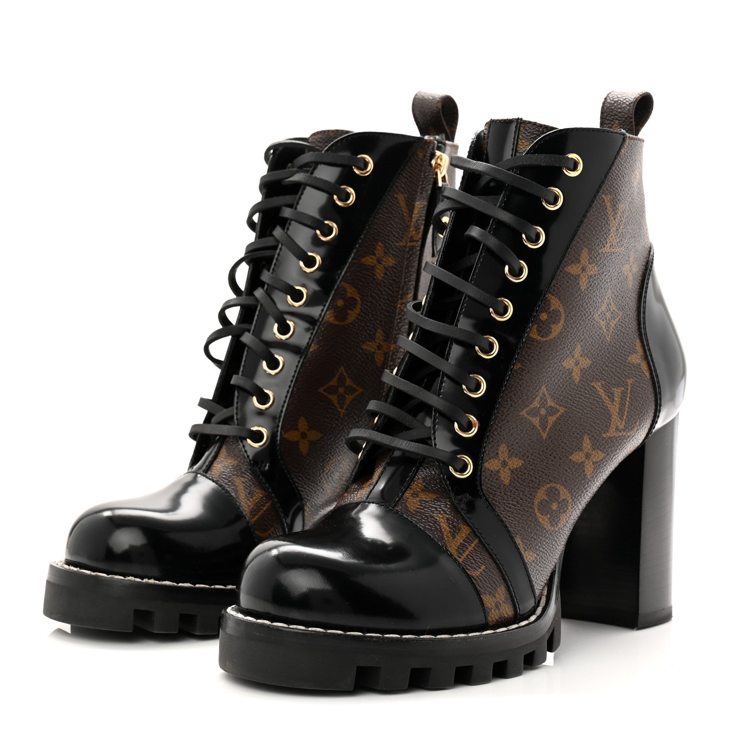 Louis Vuitton Patent Calfskin Monogram Star Trail Ankle Boots 40 Black 4 of 9