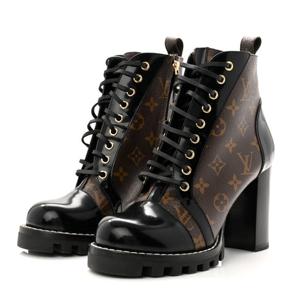 Louis Vuitton Patent Calfskin Monogram Star Trail Ankle Boots 40 Black 4 of 9