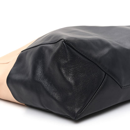 Celine Lambskin Horizontal Bi-Cabas Nude Black 9 of 14