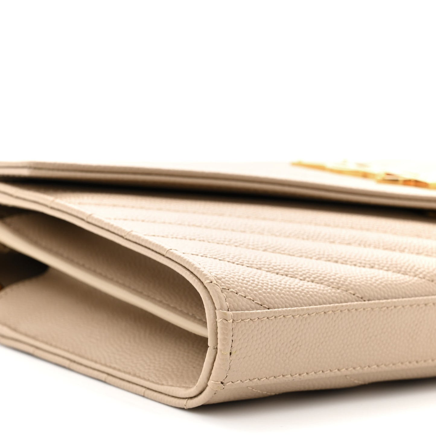 Grain De Poudre Matelasse Chevron Monogram Chain Wallet Dark Beige