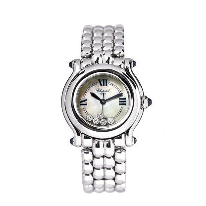 Chopard Stainless Steel 5 Diamond Mother of Pearl 26mm Happy Sport Quartz Watch 1 of 6
