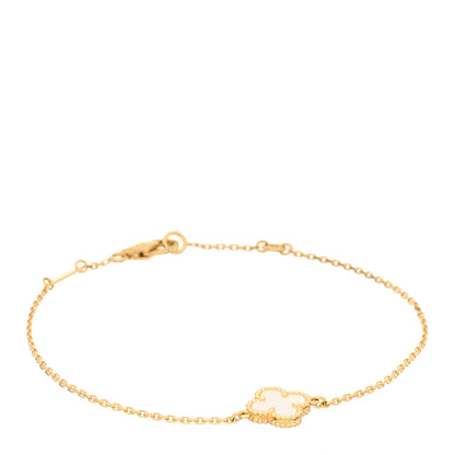 Van Cleef & Arpels 18K Yellow Gold Mother of Pearl Sweet Alhambra Bracelet 1 of 3