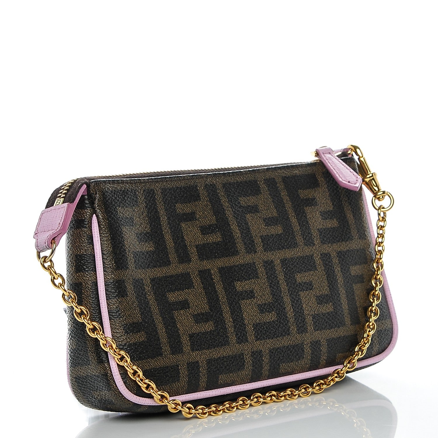 Fendi Zucca Spalmati Vitello Elite Pochette Tobacco Pink 3 of 6