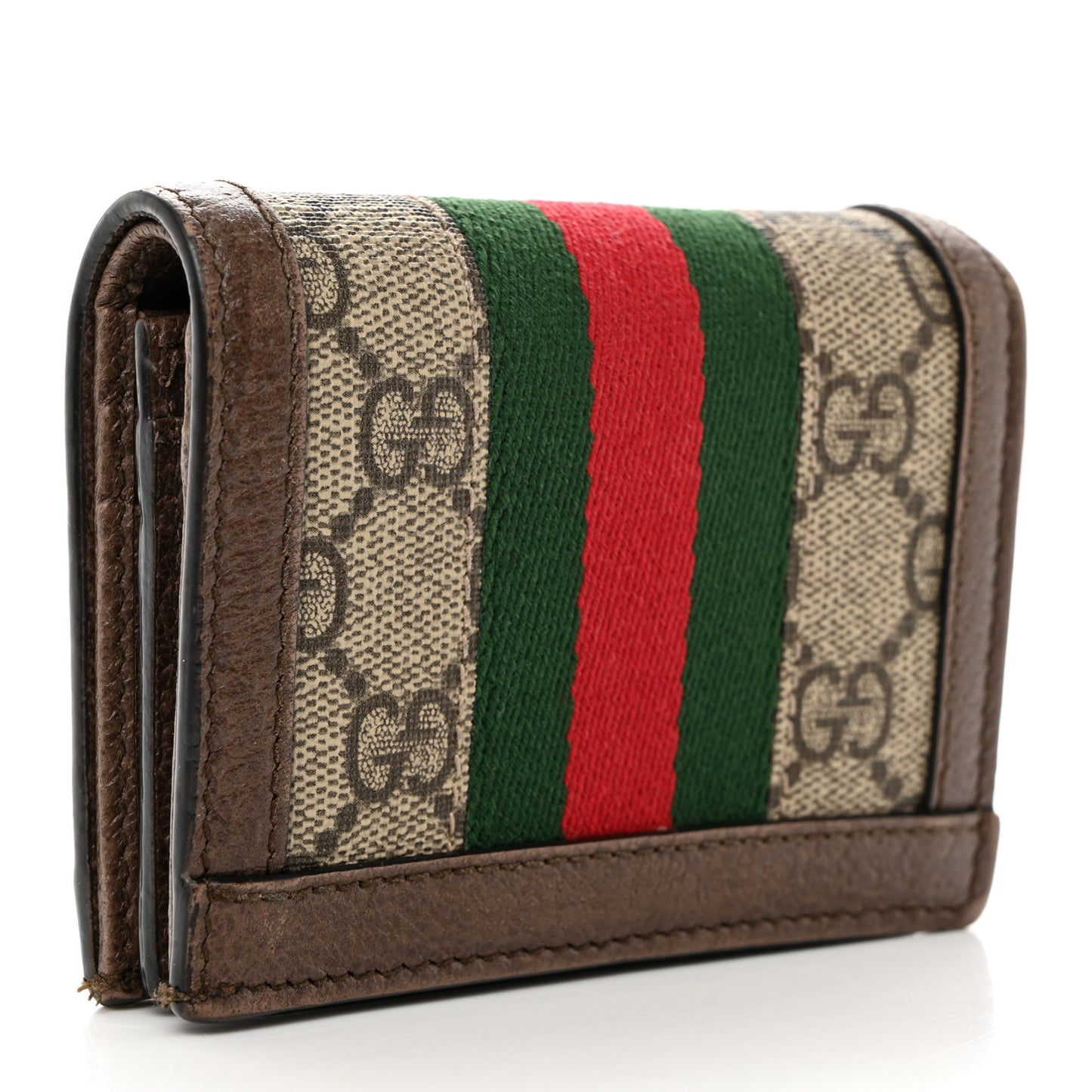 GG Supreme Monogram Web Ophidia Card Case Beige New Acero