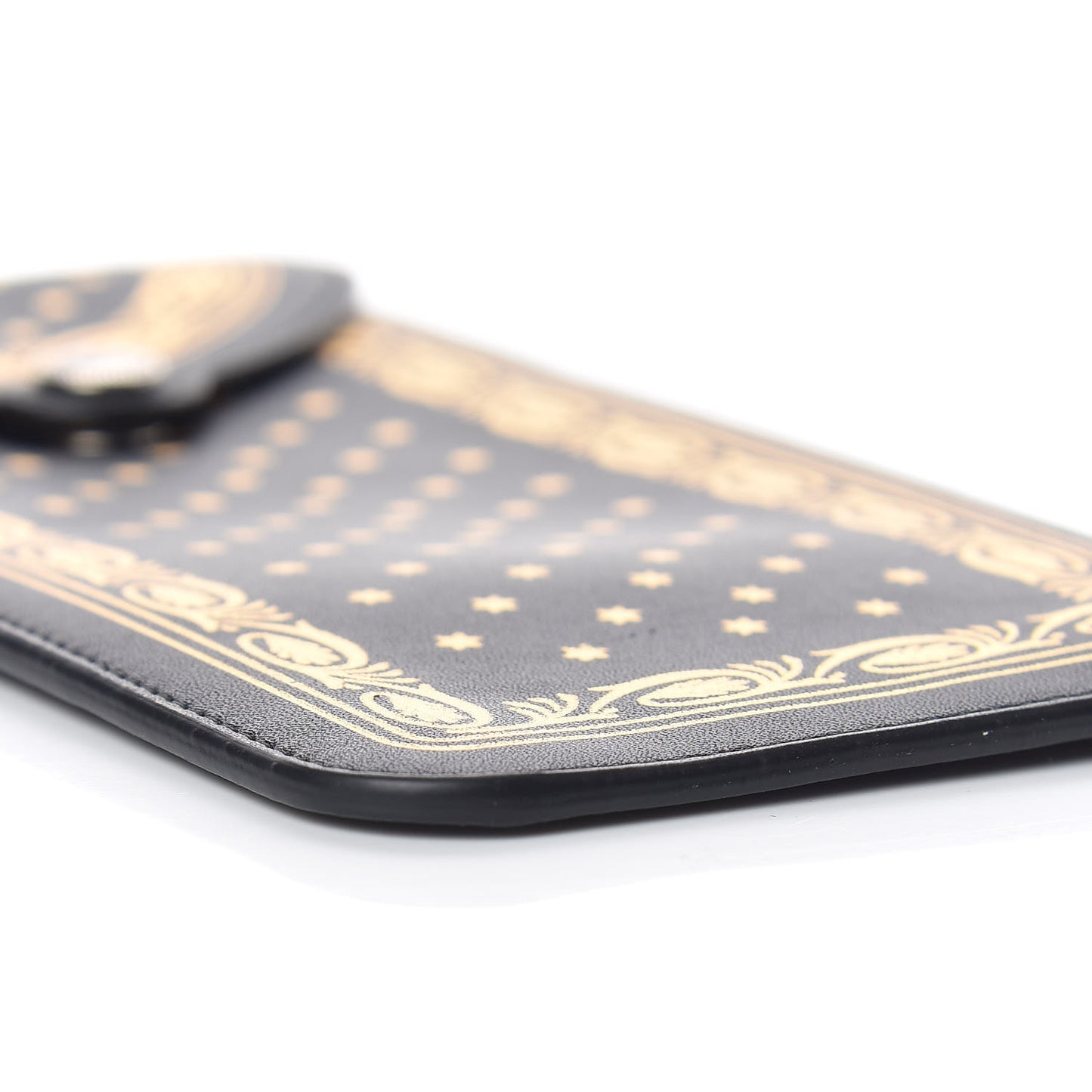 X SEGA Calfskin GUCCY Stars Sunglasses Case Black Gold