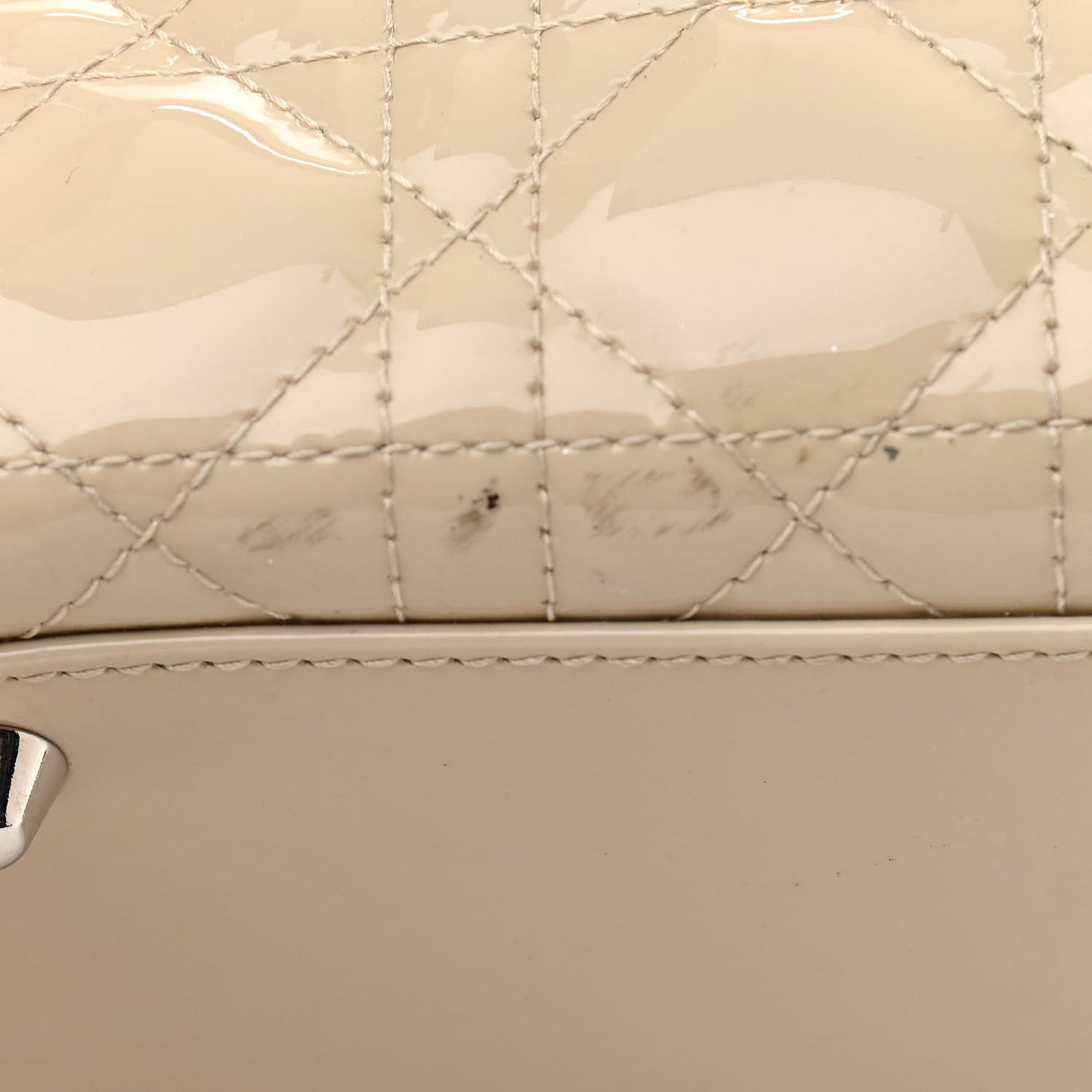 Patent Cannage Large Lady Dior Beige