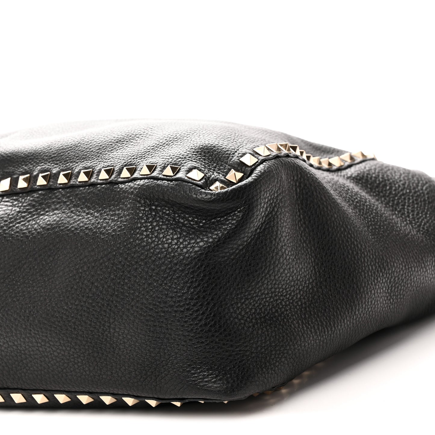 Grained Calfskin Medium Rockstud Reversible Tote Black Rose Violet