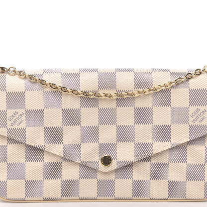 Louis Vuitton Damier Azur Pochette Felicie Chain Wallet Rose Ballerine 11 of 12