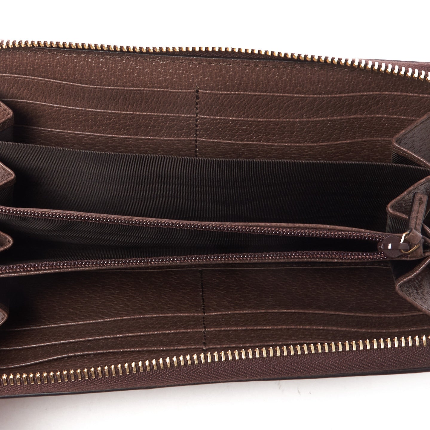 GG Supreme Monogram Web Ophidia Zip Around Wallet Brown