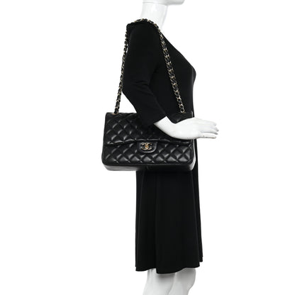 Chanel Lambskin Quilted Jumbo Double Flap Black 2 of 11
