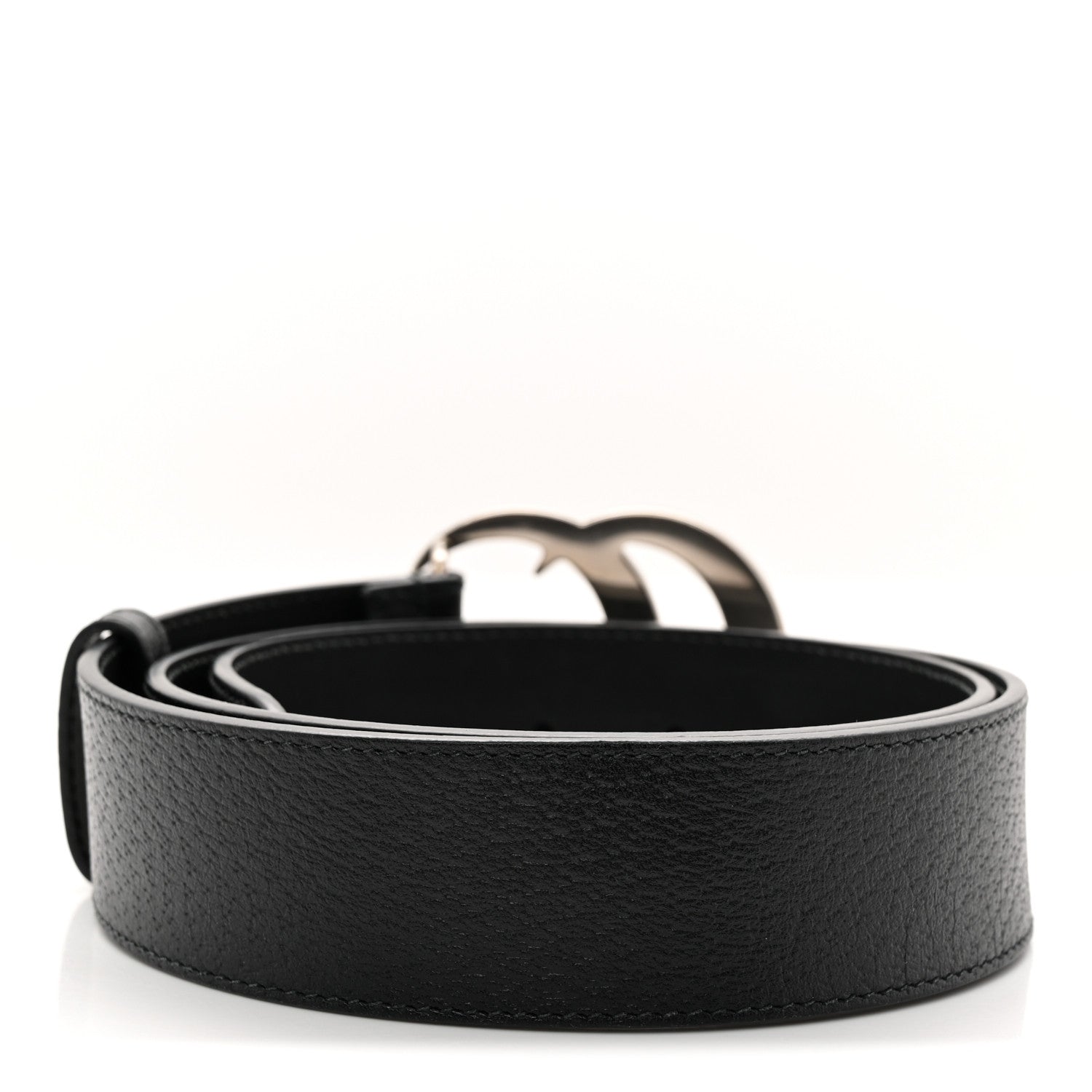 Gucci Textured Dollar Calfskin Nickel Double G 40mm Belt 85 34 Black 2 of 6