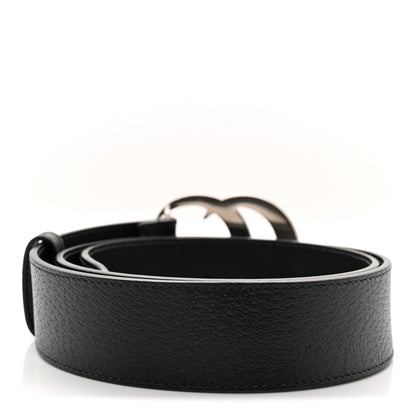Gucci Textured Dollar Calfskin Nickel Double G 40mm Belt 85 34 Black 2 of 6
