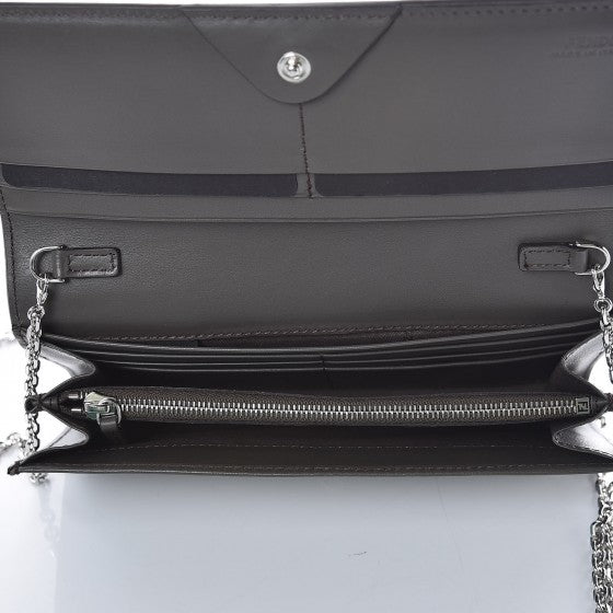 Fendi Vitello Century Lucido Hypnoteyes Studded Continental Wallet On Chain Carbone White Multicolor 5 of 7