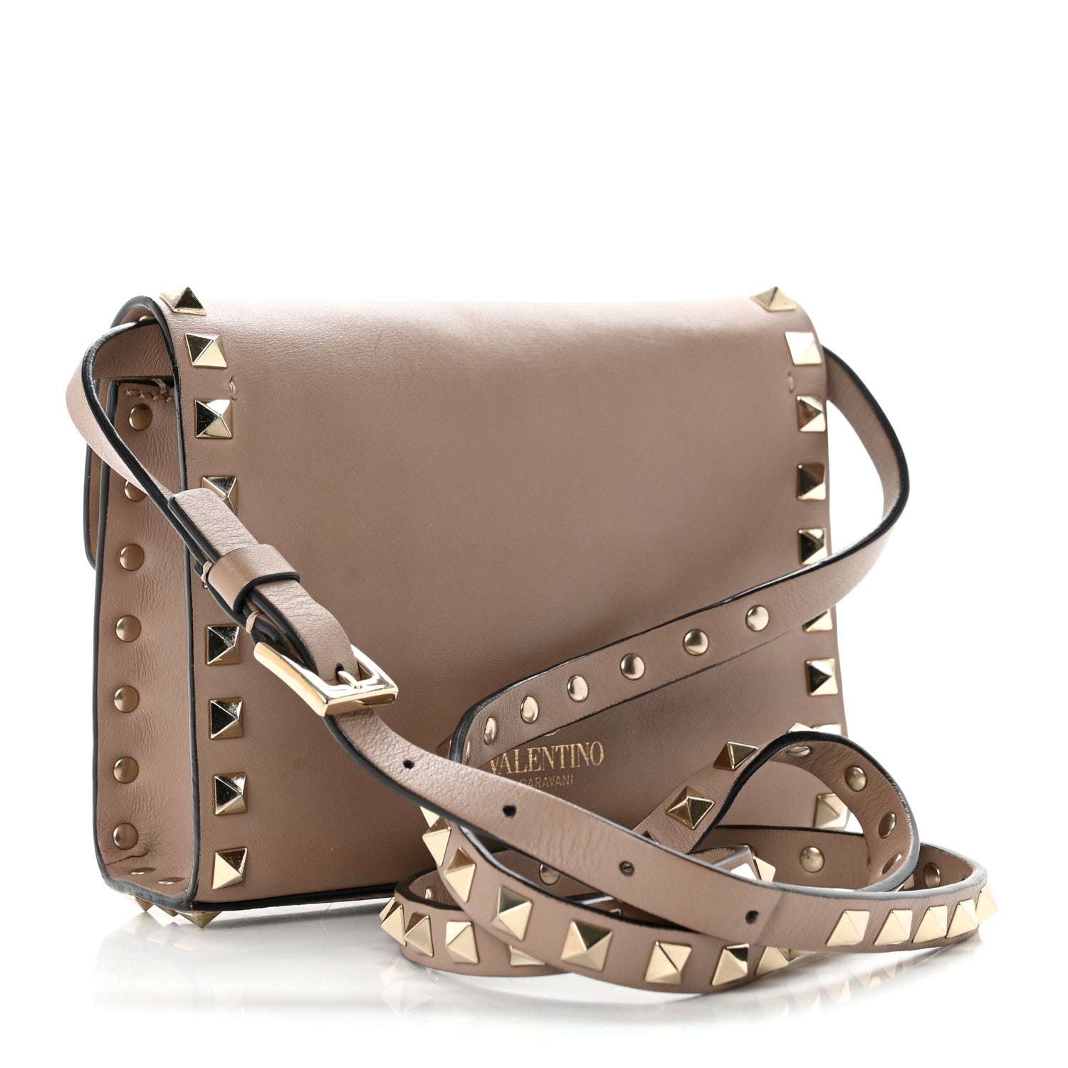 Valentino Garavani Vitello Mini Rockstud Flip Lock Crossbody Bag Poudre 2 of 9