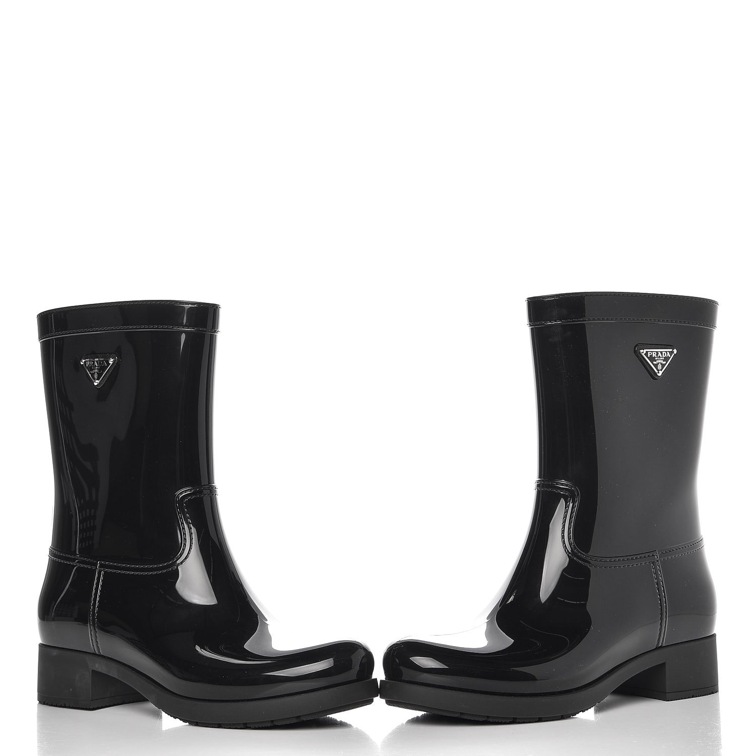Prada Sport Rubber Mid Calf Rain Boots 40 Black 10 of 11