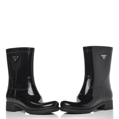 Prada Sport Rubber Mid Calf Rain Boots 40 Black 10 of 11