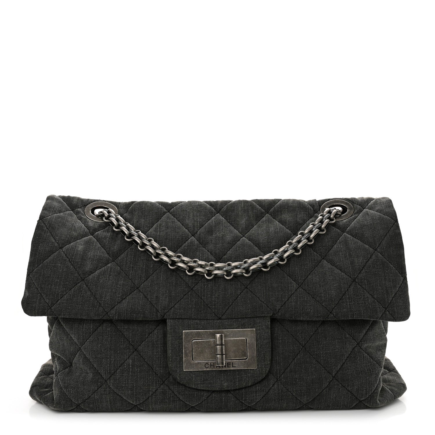 Chanel Denim Quilted XXL Reissue Flap Grey 1 of 10