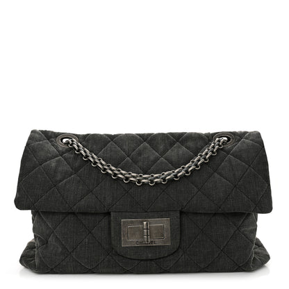 Chanel Denim Quilted XXL Reissue Flap Grey 1 of 10