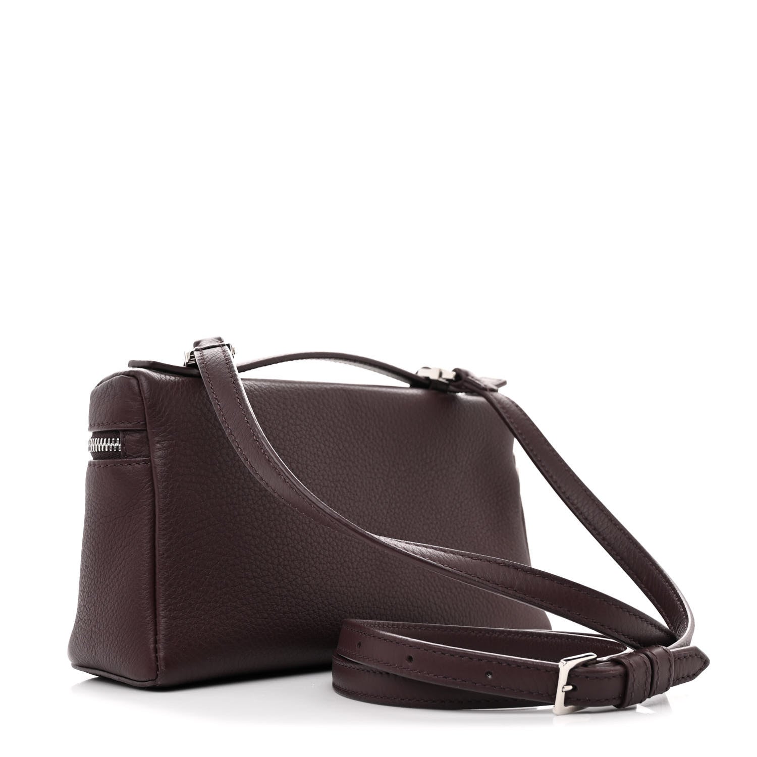 Loro Piana Grained Calfskin L19 Extra Pocket Pouch Azuki Beans 3 of 9