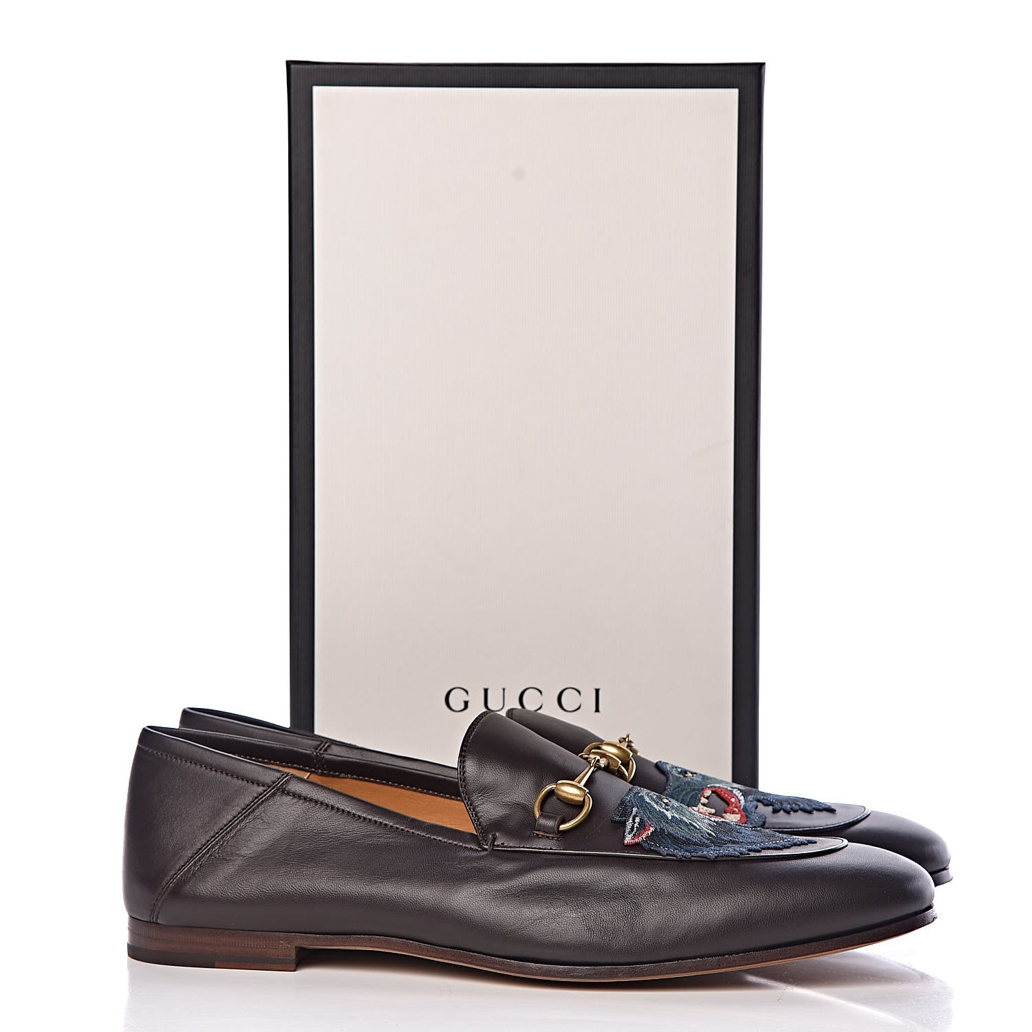 Gucci Lambskin Wolf Embroidered Mens Brixton Horsebit Loafers 13.5 Cocoa 12 of 12