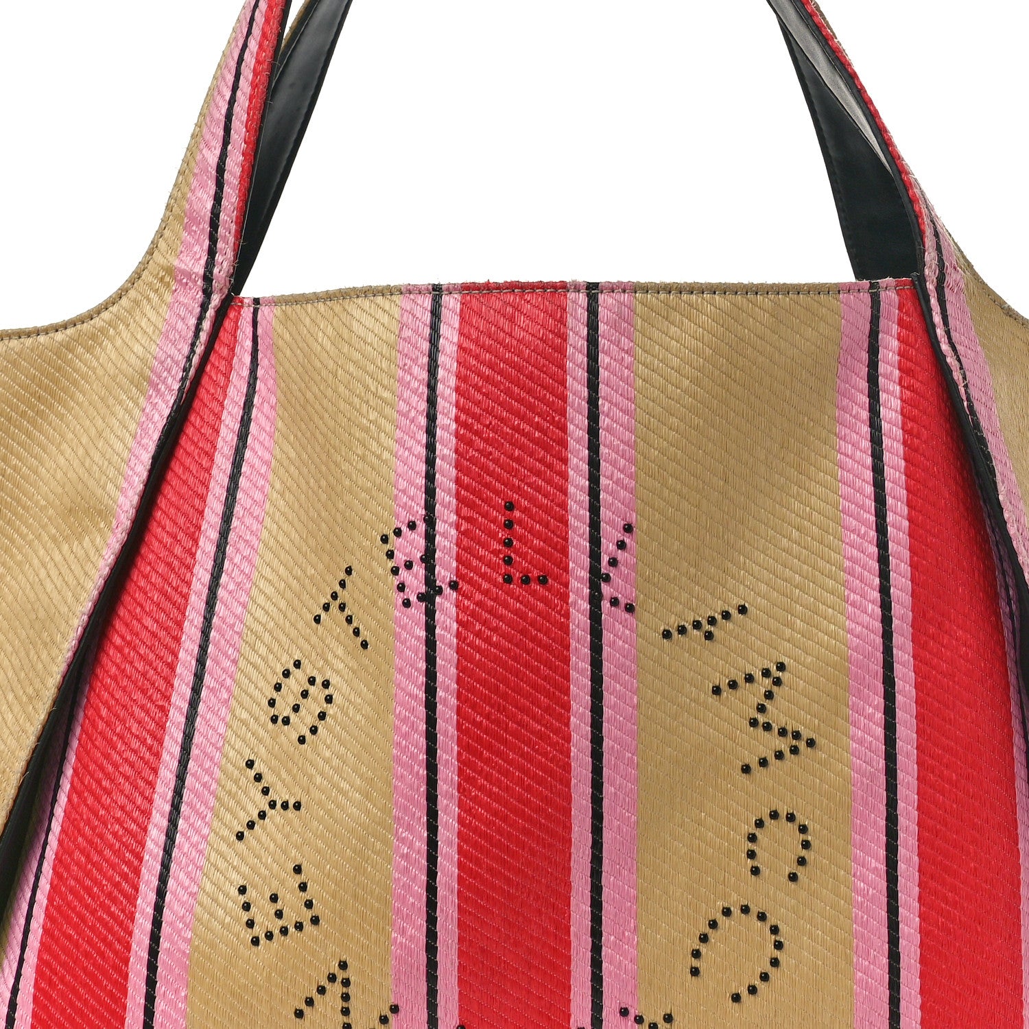Stella McCartney Raffia Striped Logo Tote Red 9 of 15