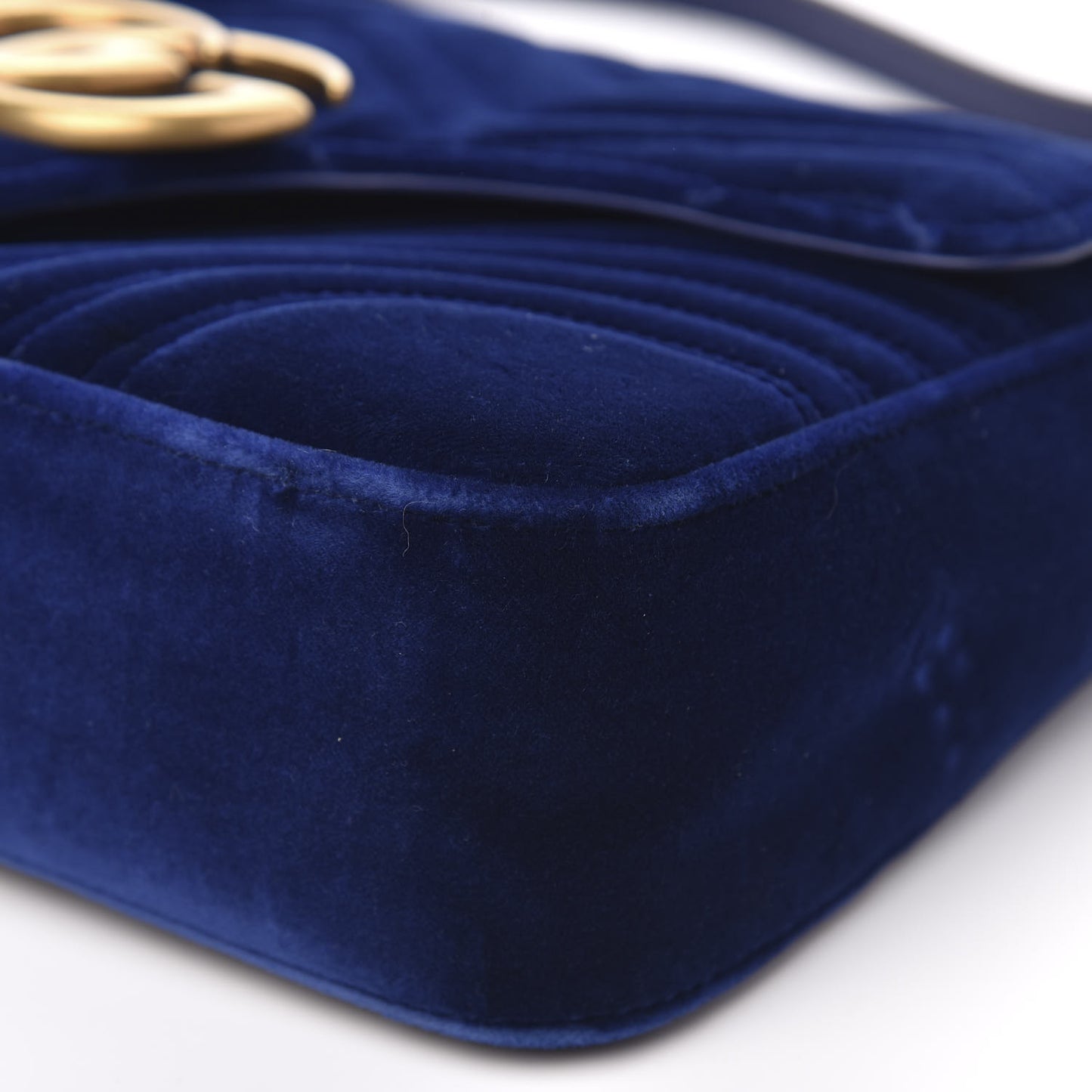 Velvet Matelasse Medium GG Marmont Shoulder Bag Cobalt Blue