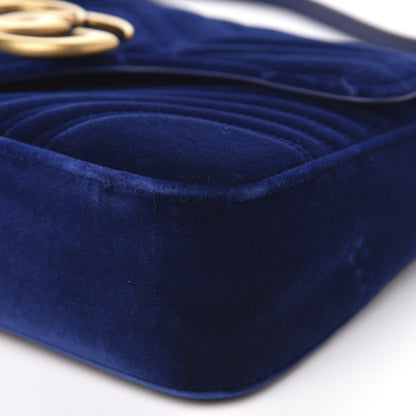 Gucci Velvet Matelasse Medium GG Marmont Shoulder Bag Cobalt Blue 10 of 14