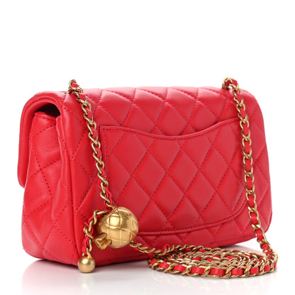 Chanel Lambskin Quilted Mini Rectangular Pearl Crush Flap Red 3 of 9