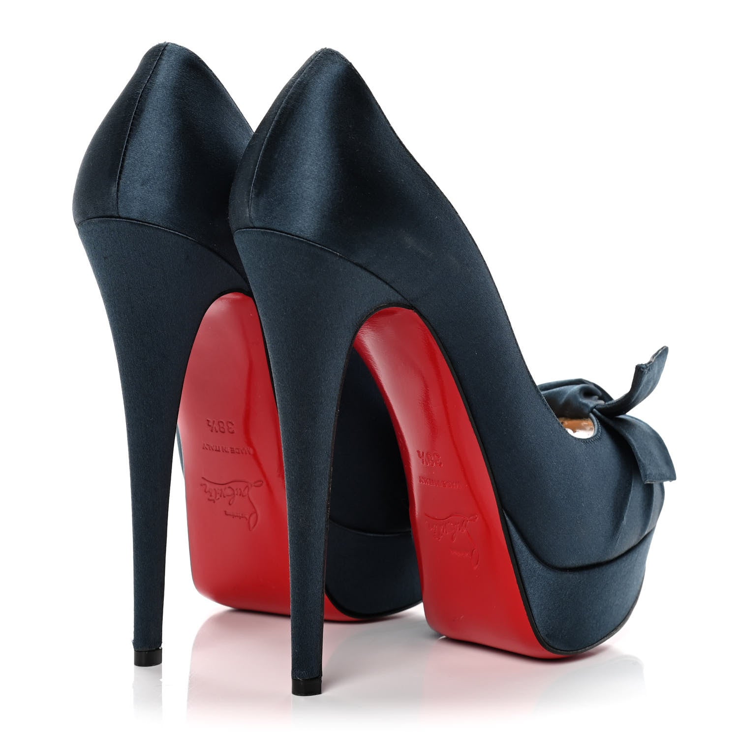 Christian Louboutin Crepe Satin Madame Butterfly 150 Pumps 38.5 Blue 4 of 10