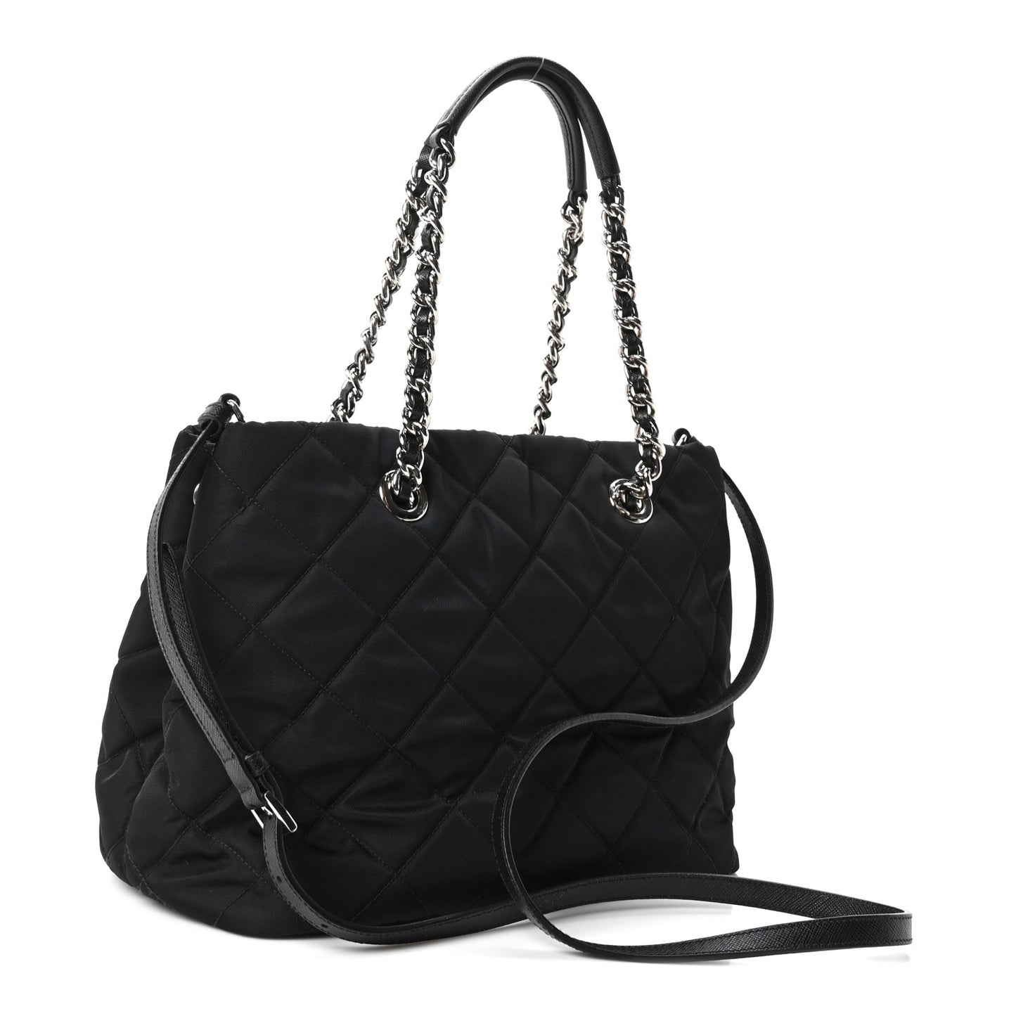 Nylon Tessuto Impuntu Quilted Tote Black