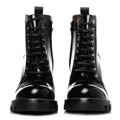 Louis Vuitton Patent Calfskin Monogram Star Trail Ankle Boots 37.5 Black 2 of 6