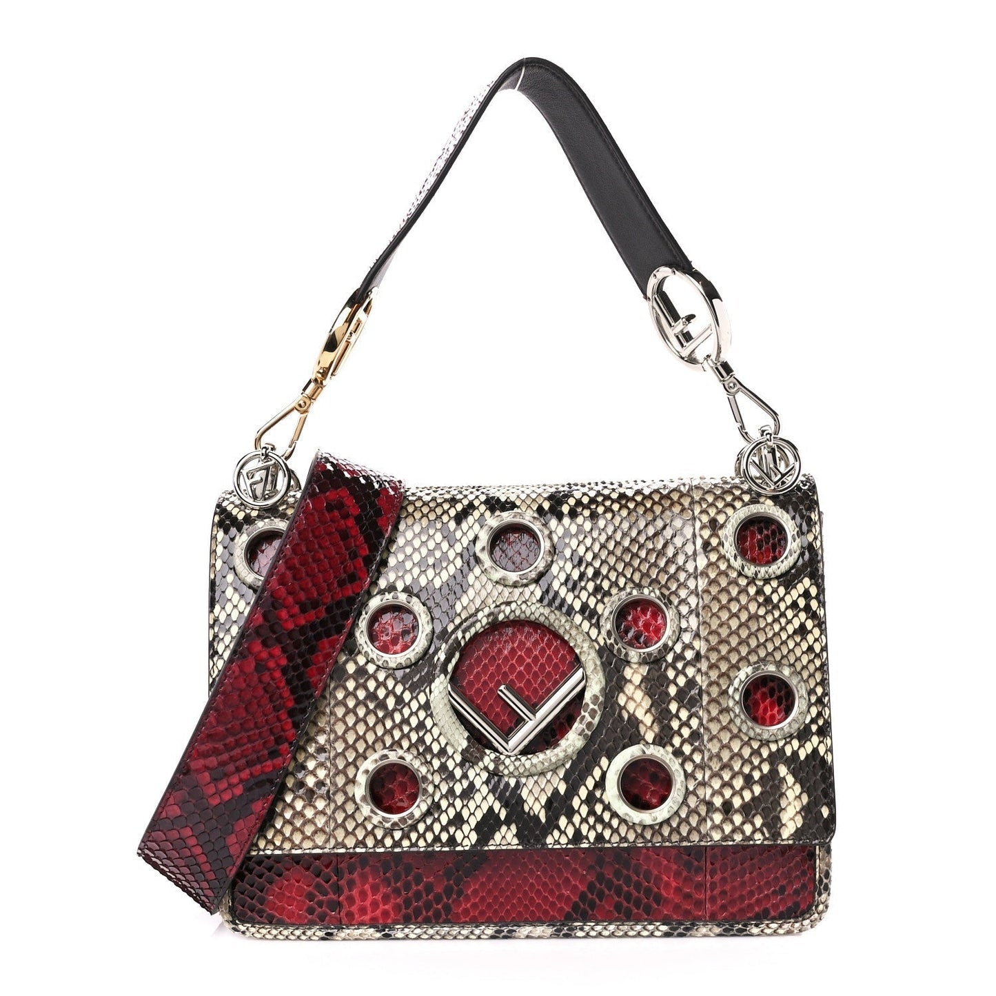 Snakeskin F is Fendi Kan I Shoulder Bag Roccia Red