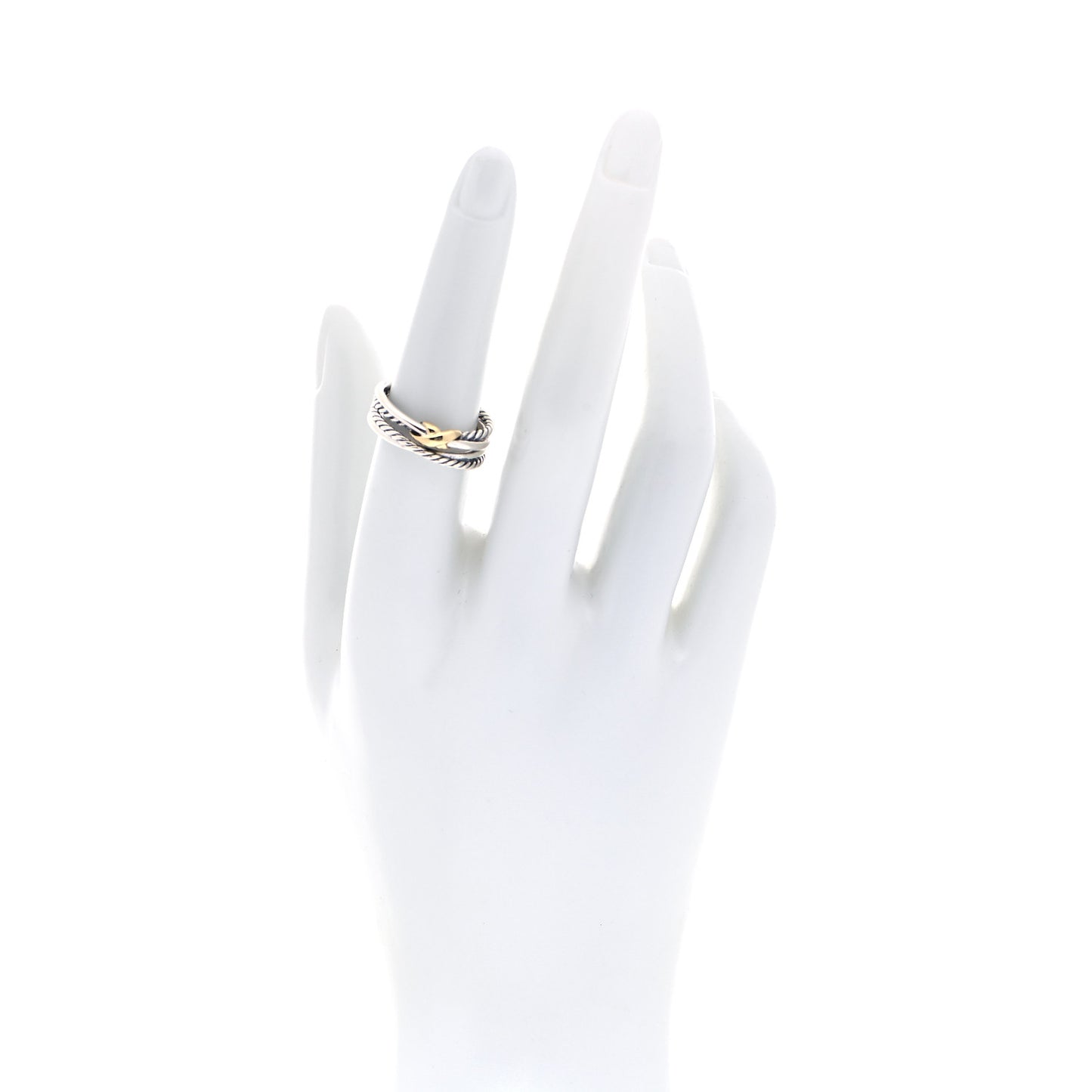Sterling Silver 18K Yellow Gold 6mm X Crossover Ring 54 6.75