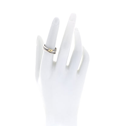 David Yurman Sterling Silver 18K Yellow Gold 6mm X Crossover Ring 54 6.75 2 of 5