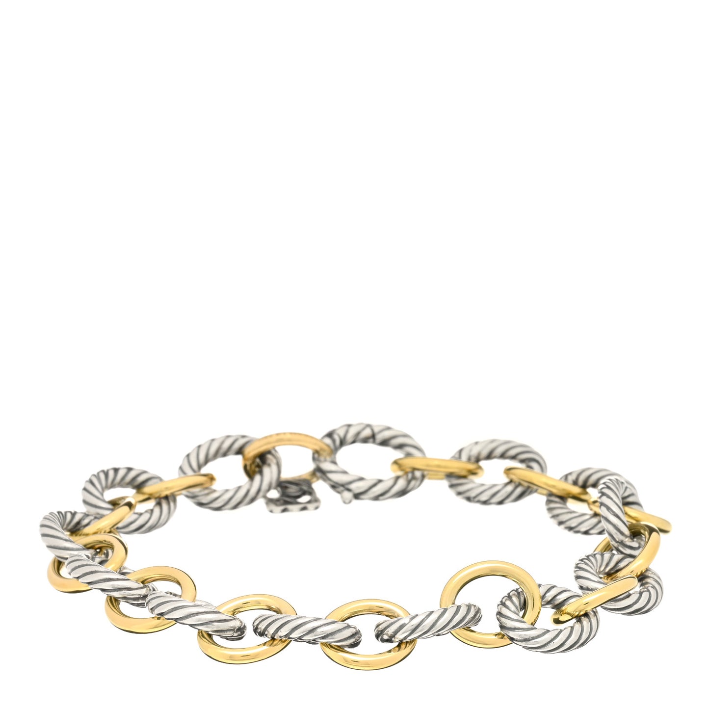 Sterling Silver 18K Yellow Gold 10mm Medium Oval Link Bracelet